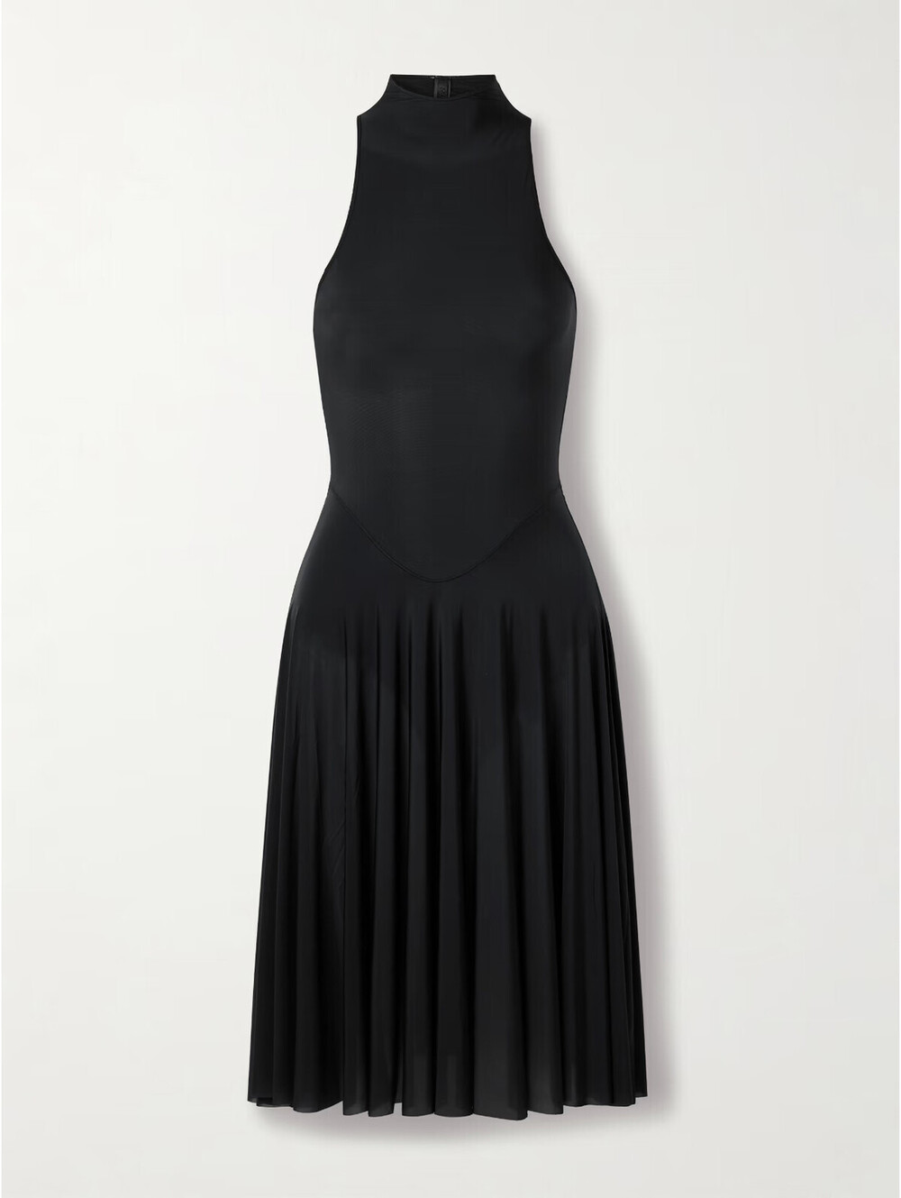 NEW, SKIMS Obsidian Milky Sheer High Neck Midi Dress in Black Sz L #MD2266